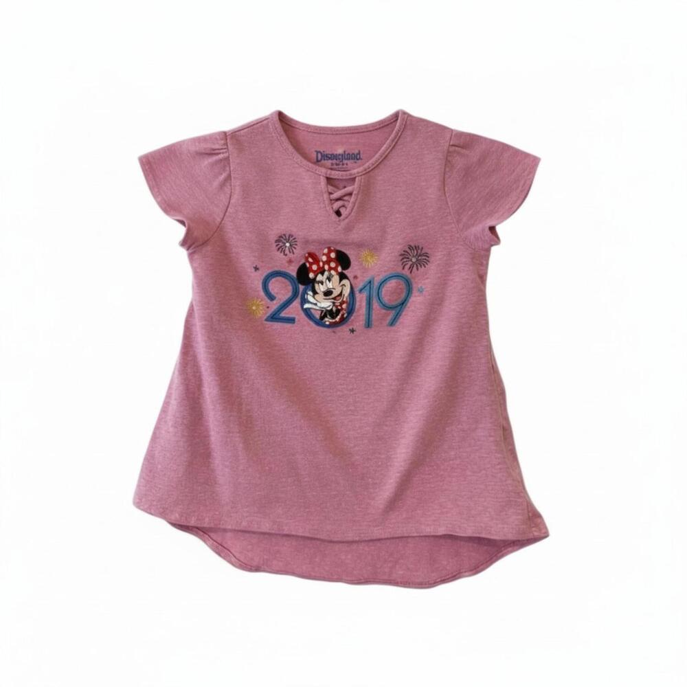 Disneyland Parks Minnie Short Sleeve Shirt YXS 4/5 2019 Embroidered Bling Resort